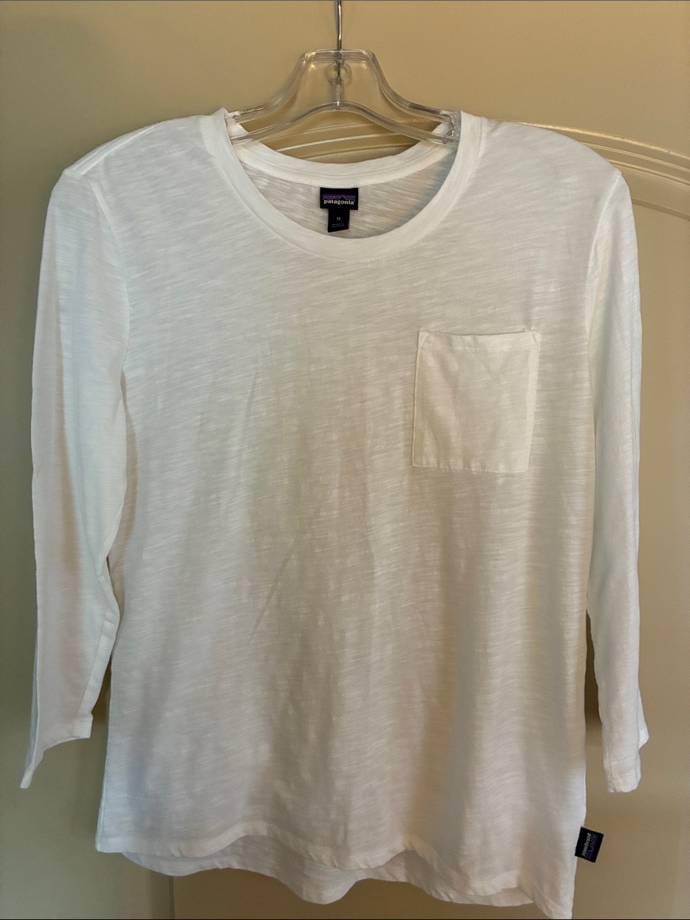 Patagonia White 3/4 Sleeve Pocket Tee Shirt